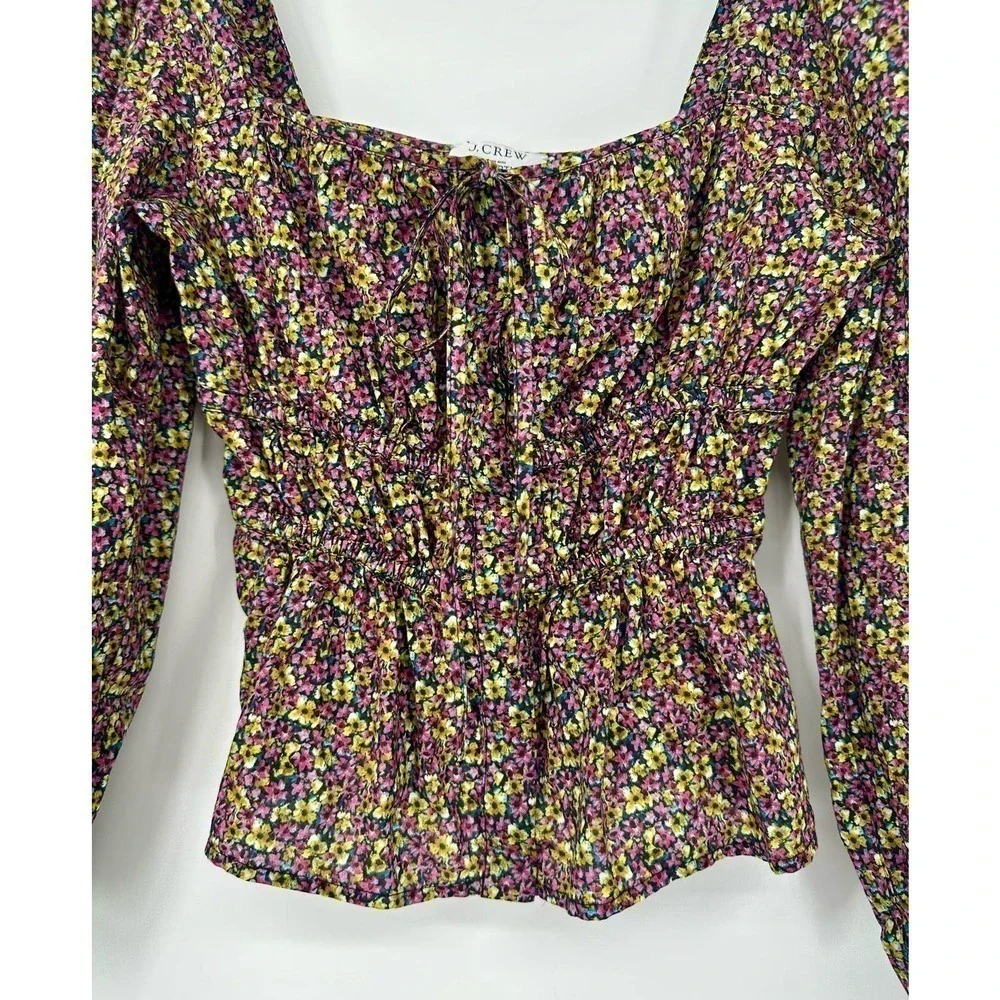 J. Crew Cinched-Waist Organic Cotton Top Liberty Busy Izzy Print